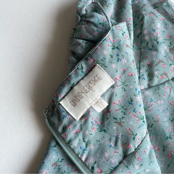 Divine Heritage Floral Printed Mini Teal Slip Dress - Picture 9 of 11